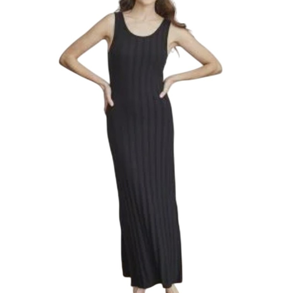 ELIZABETH AND JAMES Black Ribbed Maxi‎ Sweater Dress Womans Medium